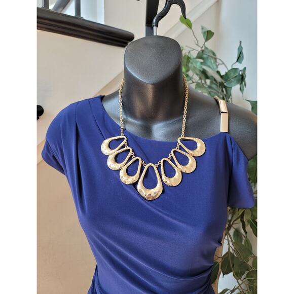 R and M Richards Jumpsuit Women Size 6 Blue One Shoulder Tie Waist Wide Leg - Picture 6 of 16